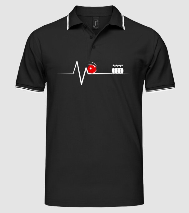 Bowling EKG model negru pe tricou