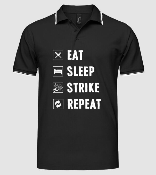 Bowling daily routine model negru pe tricou