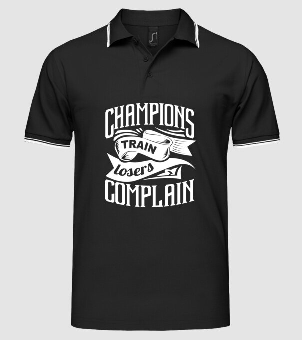 champions train model negru pe tricou