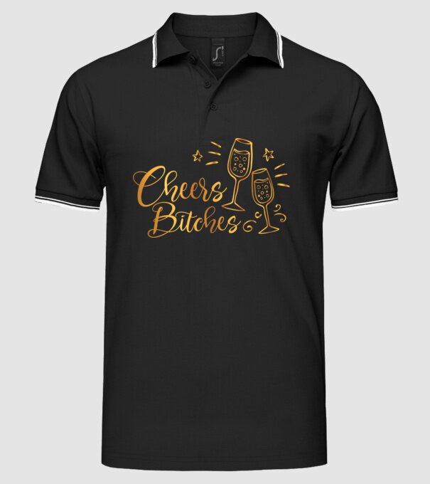 Cheers Bitches model negru pe tricou