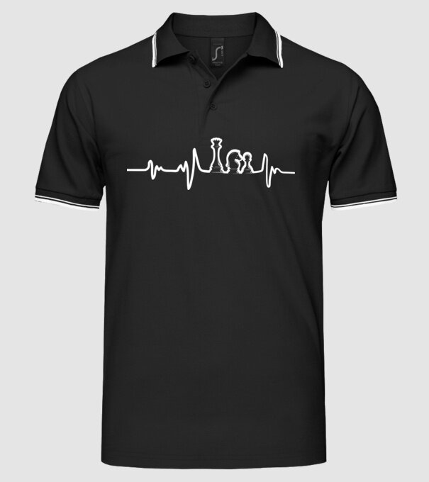 Chess heartbeat model negru pe tricou