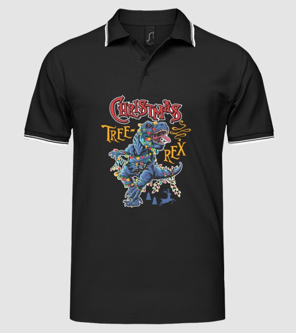 Christmas tree rex model negru pe tricou