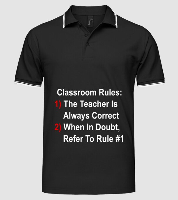 Classroom rules model negru pe tricou