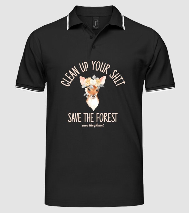 Clean up your shit model negru pe tricou