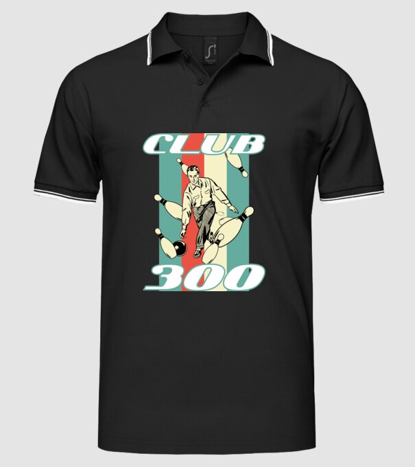 club300 model negru pe tricou