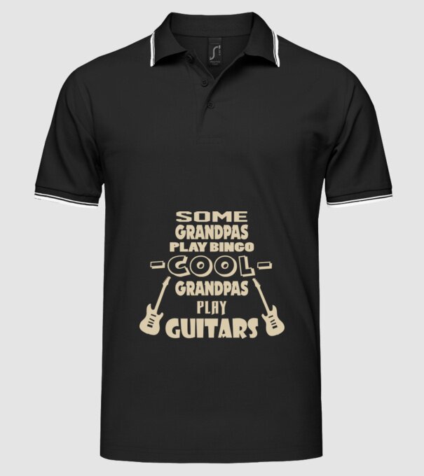 Cool grandpas play guitar model negru pe tricou
