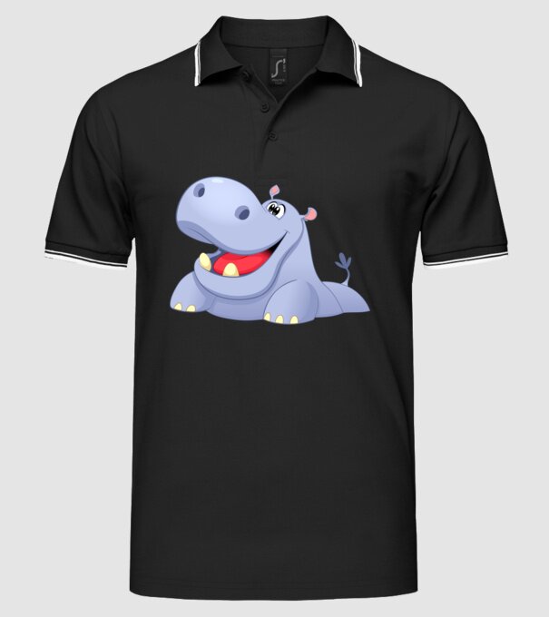 Cute Hippo model negru pe tricou