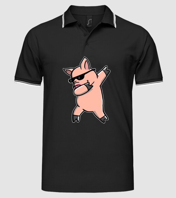 Porc dab model negru pe tricou