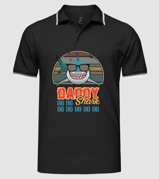 Daddy shark v2 model negru pe tricou