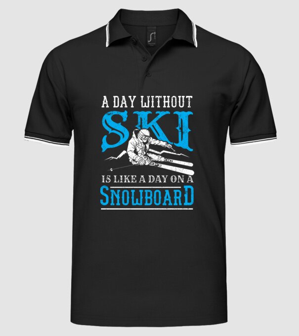 Day without SKI model negru pe tricou