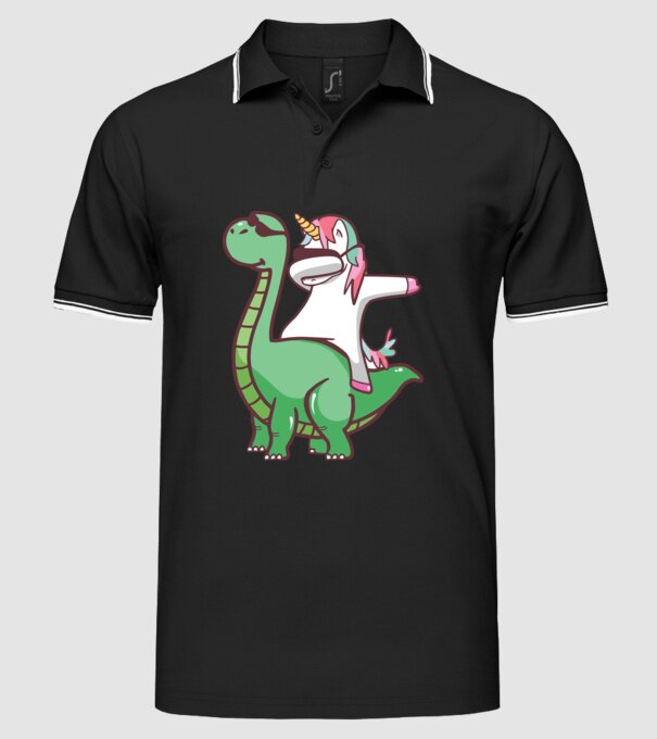 Dinozaur dabunicorn model negru pe tricou