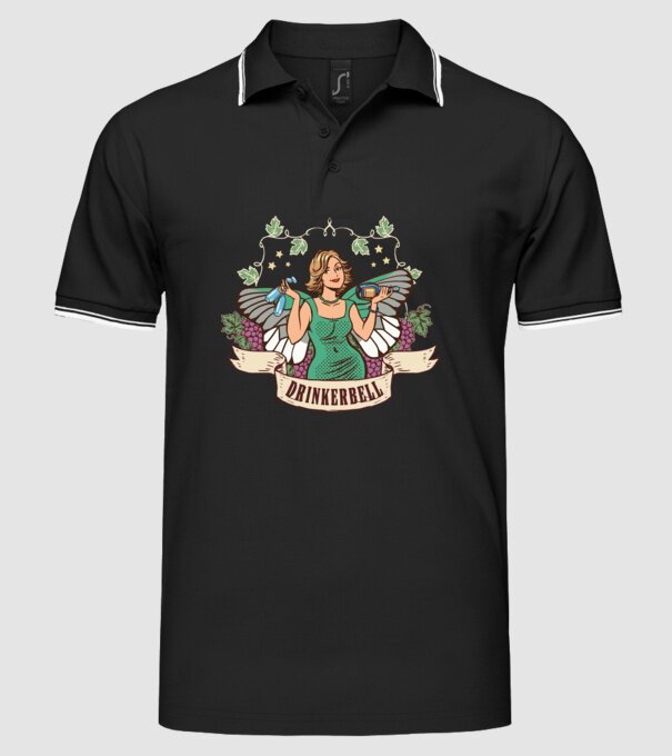 Drinkerbell model negru pe tricou
