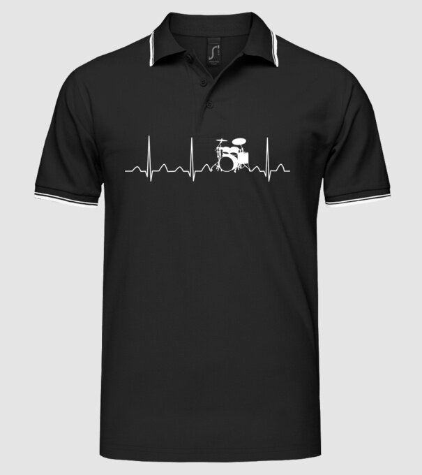 Drums heartbeat model negru pe tricou