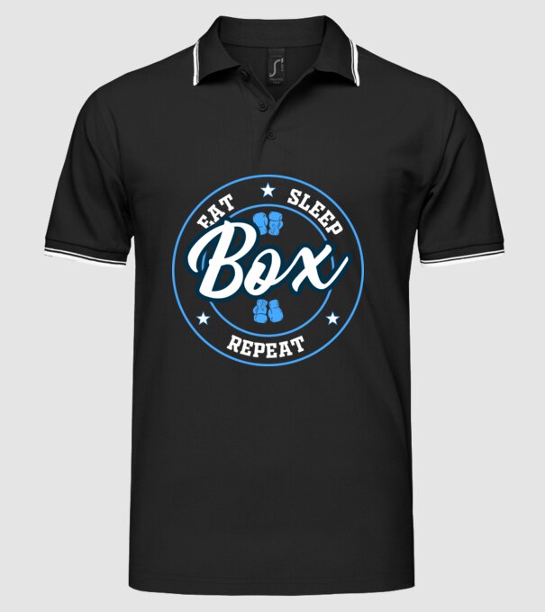 eat sleep box repeat model negru pe tricou