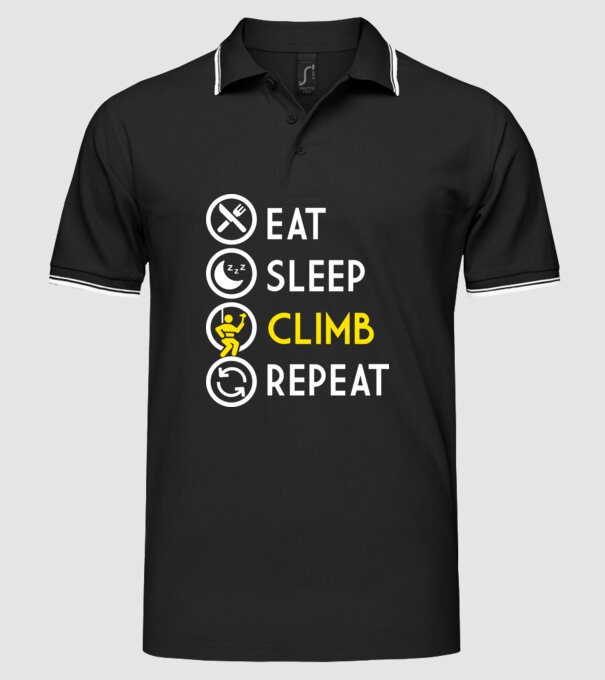 Eat sleep climb model negru pe tricou