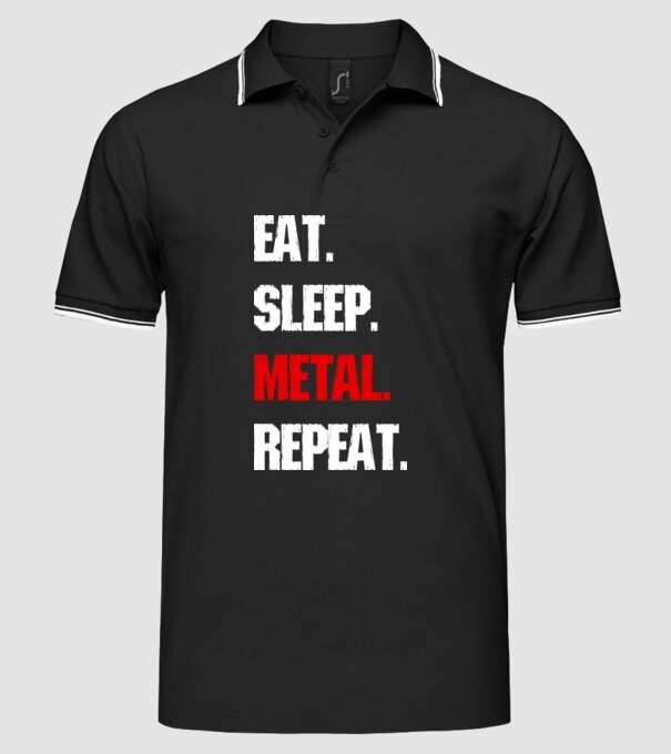 Eat sleep METAL repeat model negru pe tricou