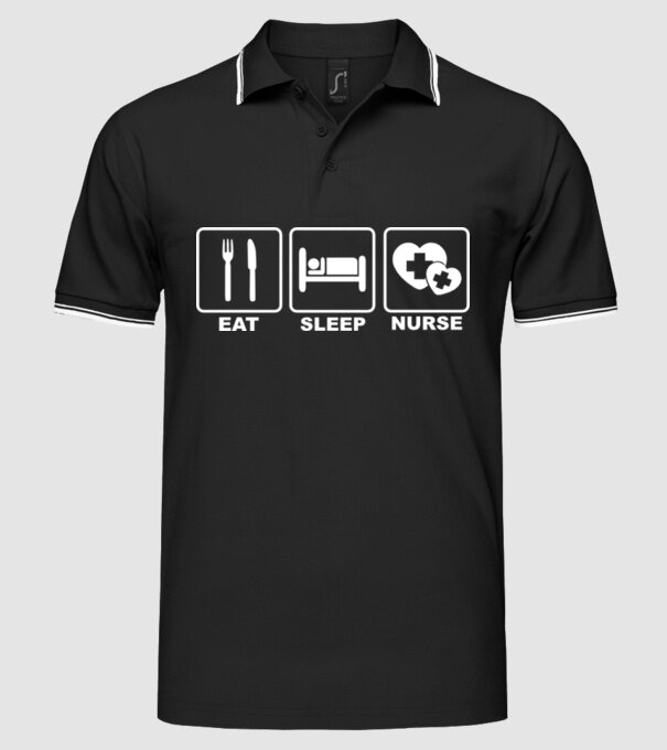Eat Sleep Nurse model negru pe tricou