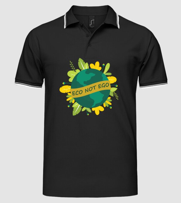 ECO NOT EGO model negru pe tricou