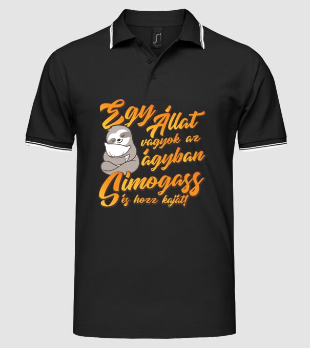 sunt un animal în pat, mângâie-mă și adu-mi mâncare! model negru pe tricou