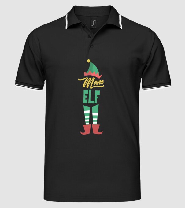 Elf family mom model negru pe tricou