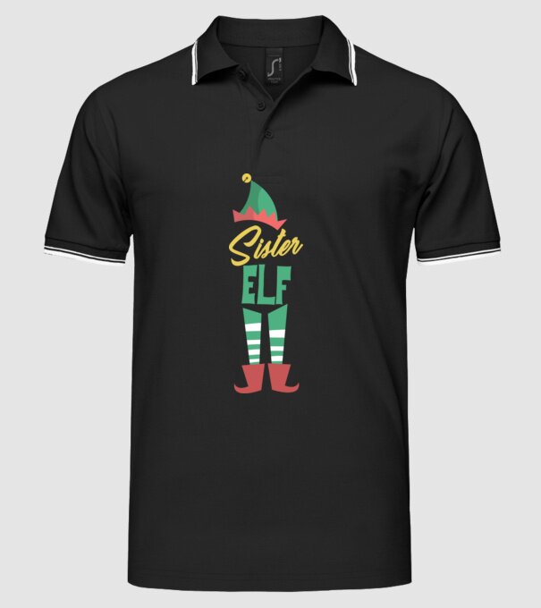Elf family sister model negru pe tricou