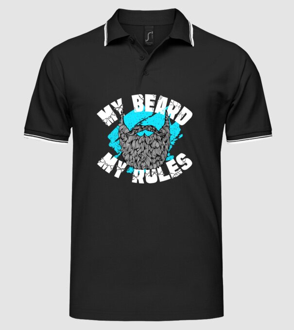 Barba mea, regulile mele (engleză) model negru pe tricou