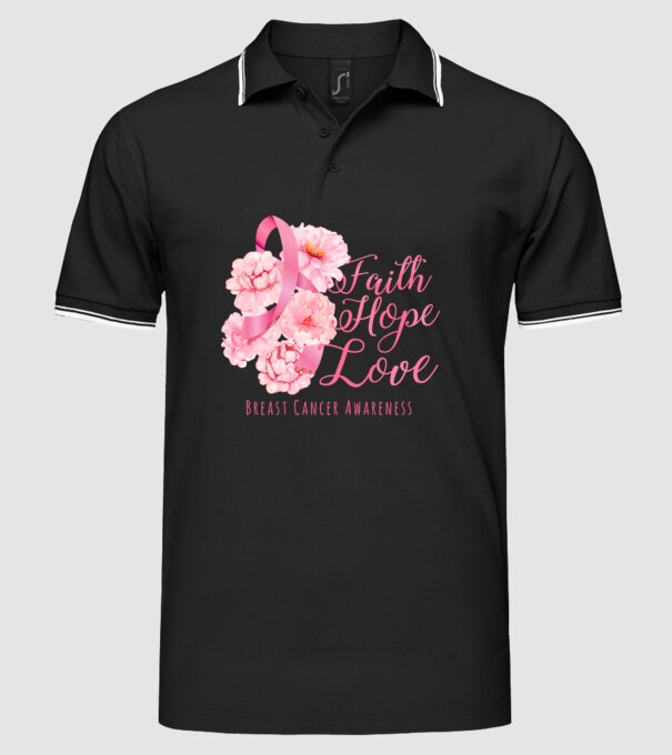 Faith hope love model negru pe tricou