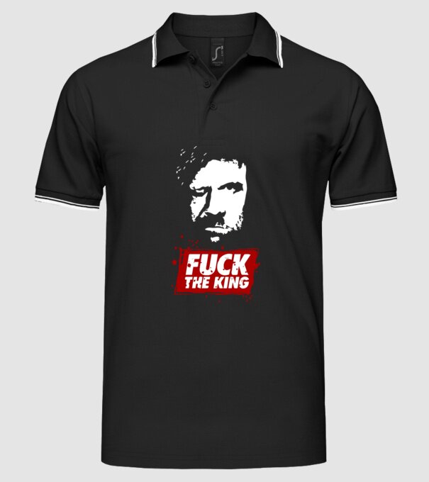 Fuck the king model negru pe tricou