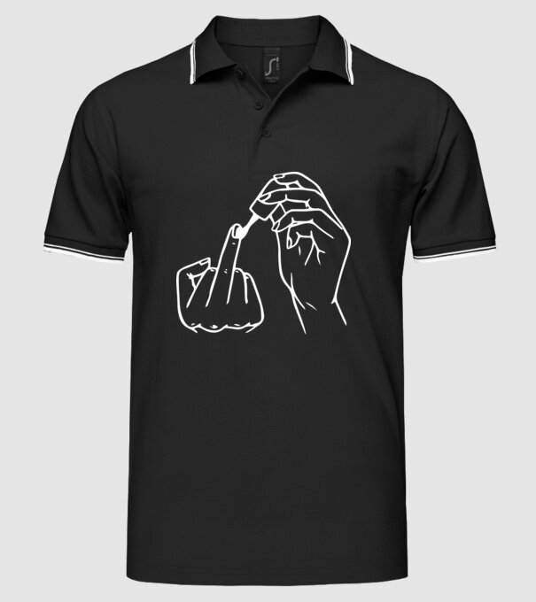 Nail polish Fuck U model negru pe tricou