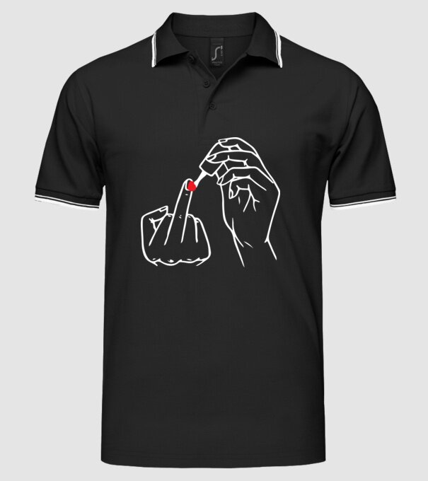 Nail polish Fuck U model negru pe tricou
