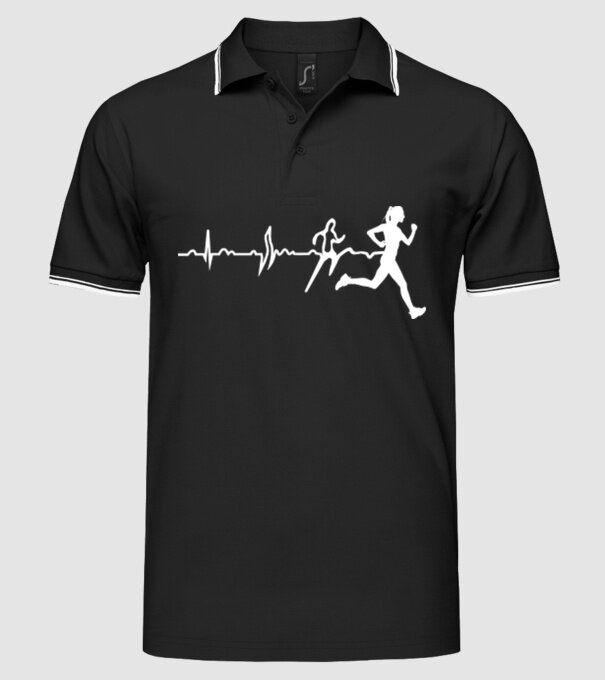 femeie alergătoare ecg model negru pe tricou