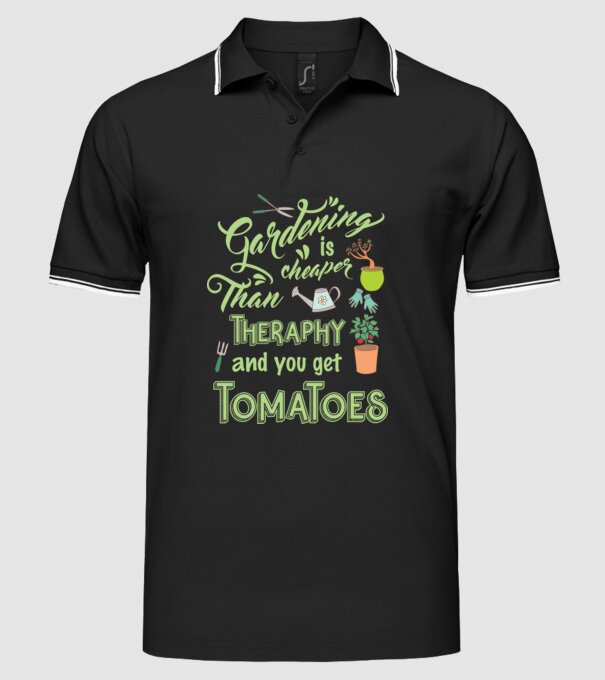 Gardening is cheaper than theraphy model negru pe tricou