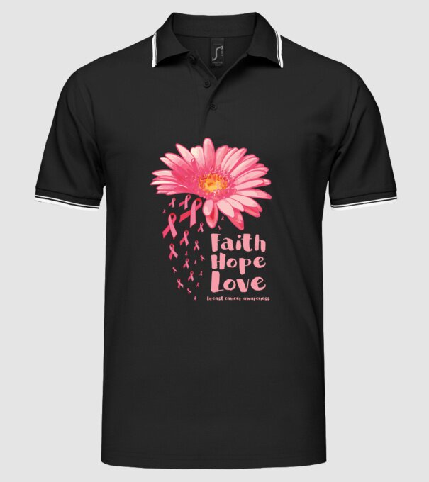 Gerbera faith hope love model negru pe tricou
