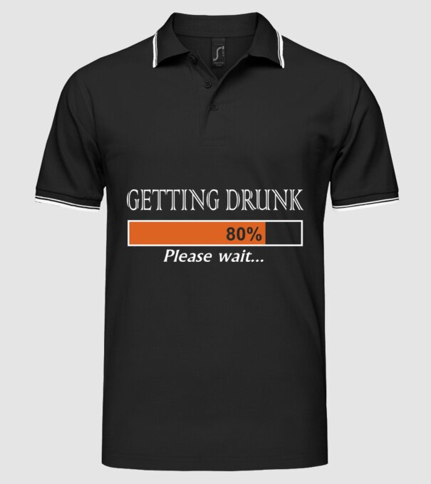 Getting drunk model negru pe tricou