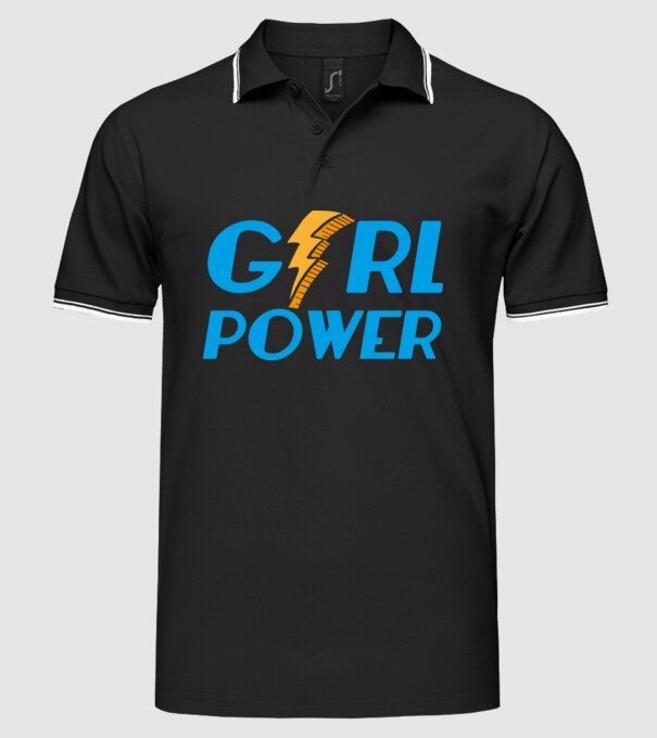 GirlPower model negru pe tricou