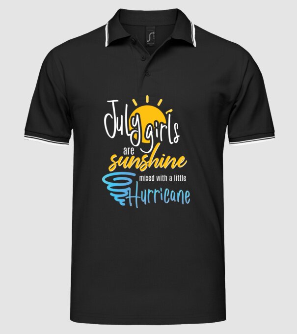 July Girls are Sunshine mixed with a little Hurricane model negru pe tricou