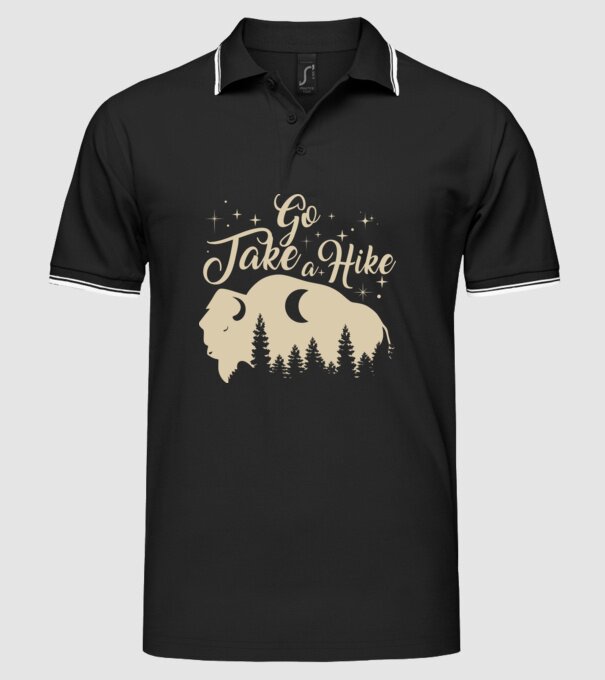 Go take a hike buffalo model negru pe tricou