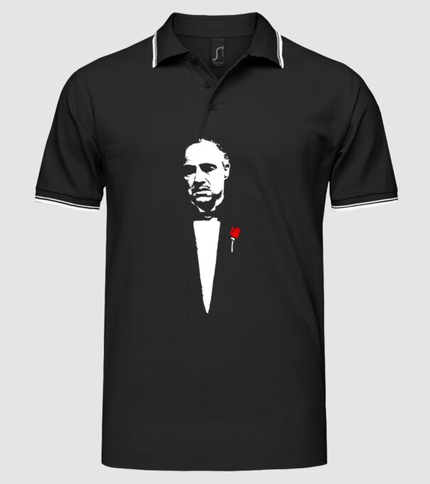 godfather cu trandafir model negru pe tricou