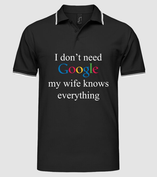 Google wife model negru pe tricou