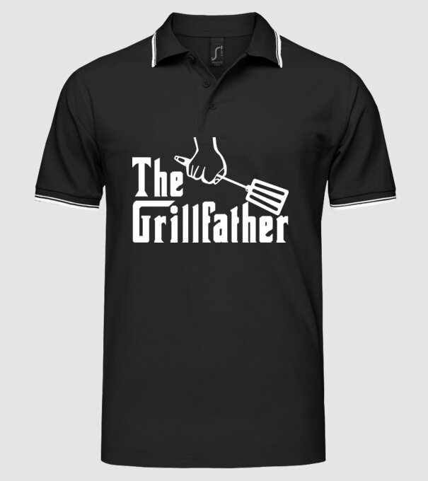 GrillFather model negru pe tricou