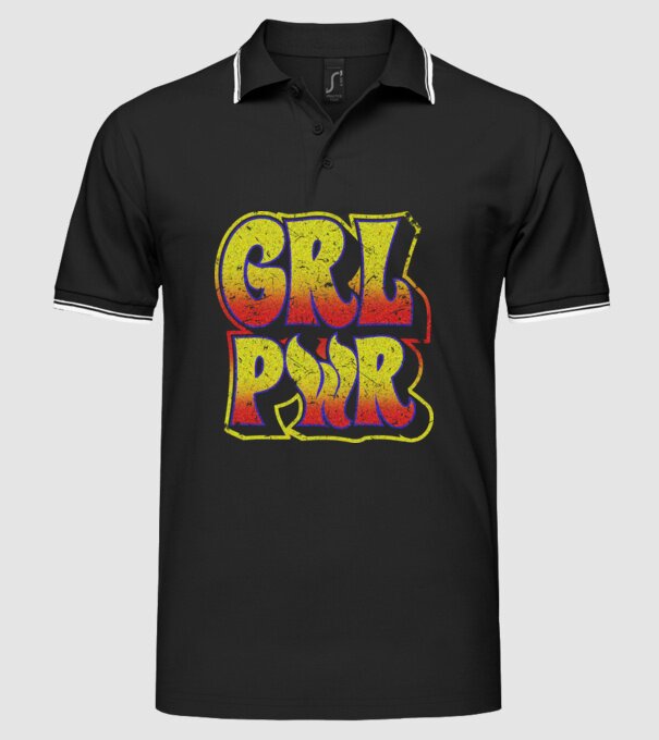 Girl Power retro model negru pe tricou