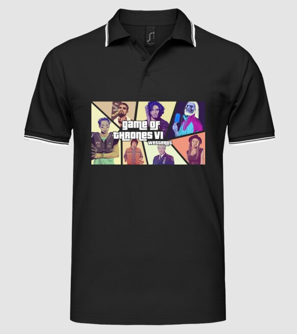 GTA Game of Thrones model negru pe tricou