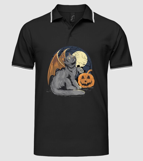 Halloween cica model negru pe tricou
