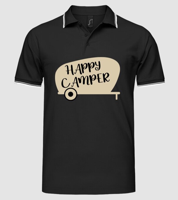 Happy camper text model negru pe tricou
