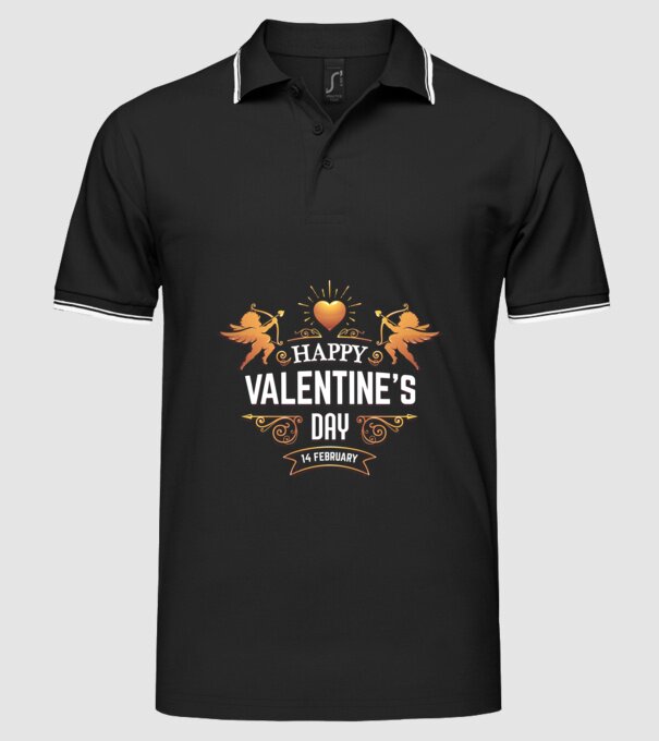 'Happy Valentine''s Day!' model negru pe tricou