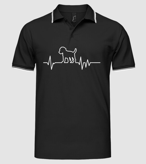 Heartbeat line Beagle model negru pe tricou