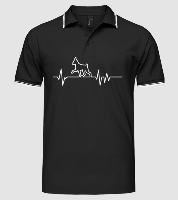 Heartbeat line Pinscher model negru pe tricou