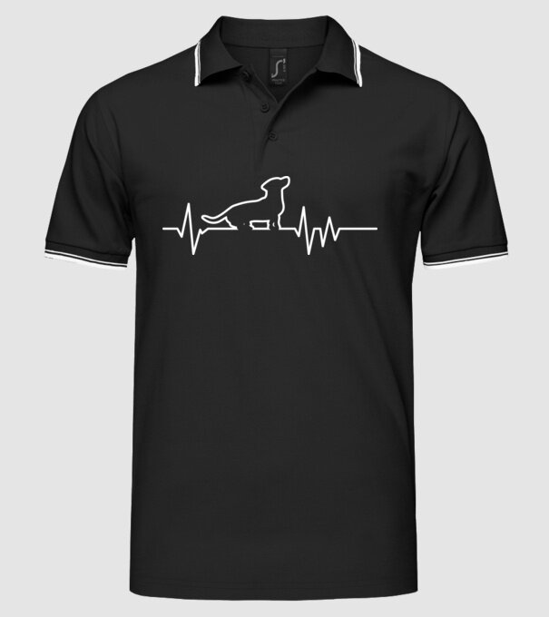 Heartbeat line Teckel model negru pe tricou