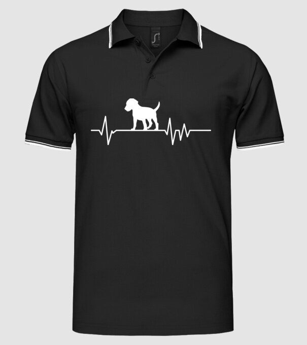 Heartbeat silueta Beagle model negru pe tricou