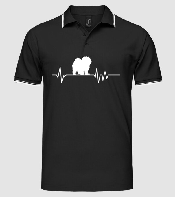 Heartbeat silueta Bolognese model negru pe tricou